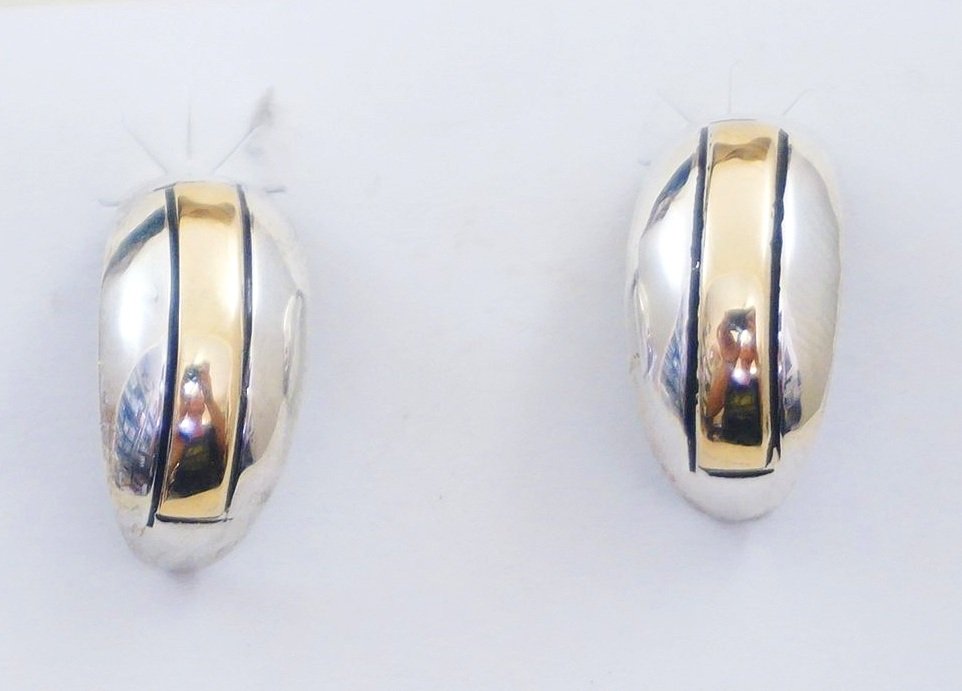 Skeets Details about   Navajo Sterling Silver 14 K Gold Fill Half Hoop Earrings 