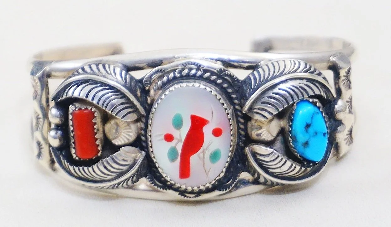 Mexican Mens Sterling Silver Turquoise Cuff Bracelets Item #993N