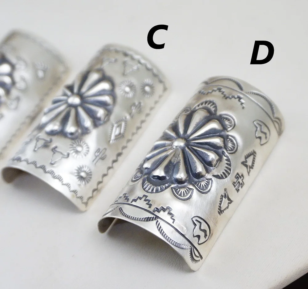 Navajo Sterling Silver Flower Ponytail Holder Item #947K- Large Navajo Repousse Flower Sunrise Stamped  main image 4