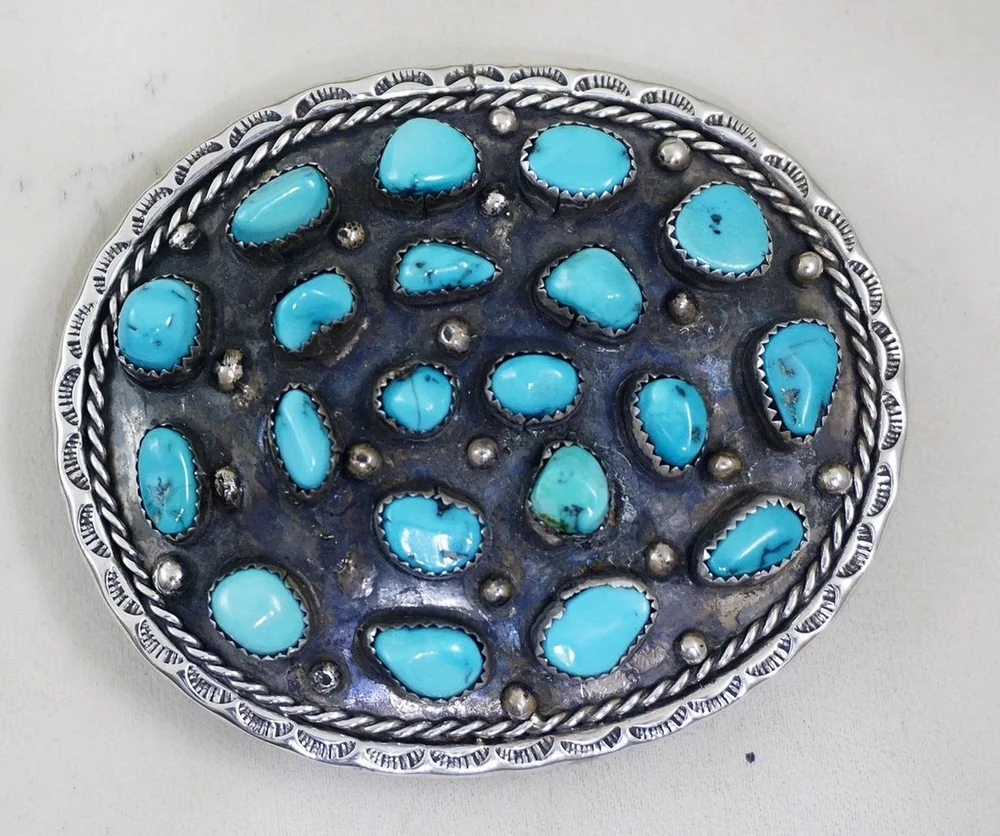 Sterling silver Kingman turquoise storyteller belt Kingman Turquoise Concho Belt by Dan Morgan – Santa Fe  main image 3