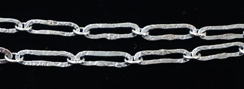 1970s Italian Rhodium Plated Articulated Textured Modernist  Vintage Silver Textured Articulated Flat Chain main image 1
