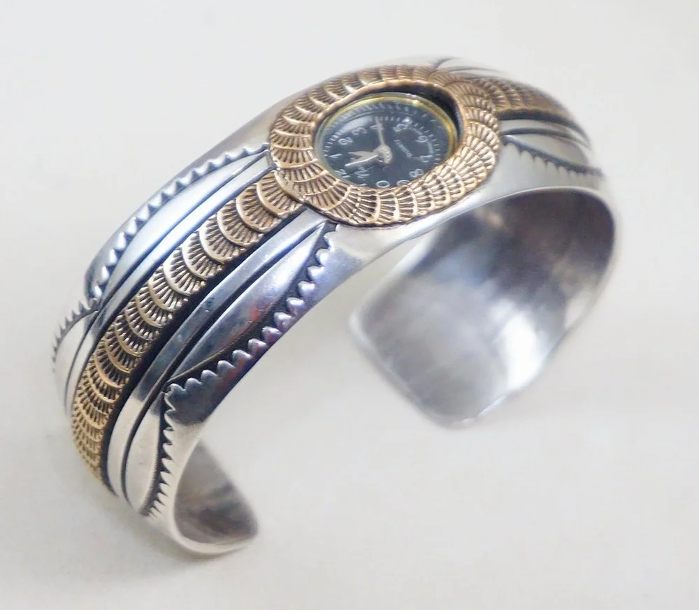 Navajo sterling silver liberty and Black Women\'s Watch Peterson Johnson Navajo Sterling Silver Ladies Watch Tips WL422 main image 3