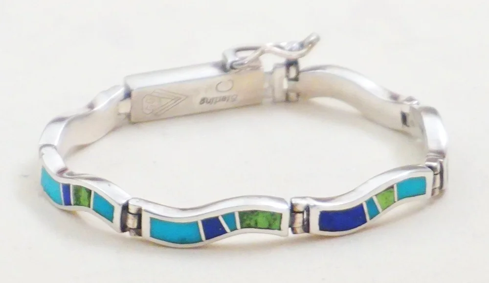 Bracelet Zuni En Argent Sterling Avec Incrustations Opale Et Turquoise - Jason Bobelu, Occasion