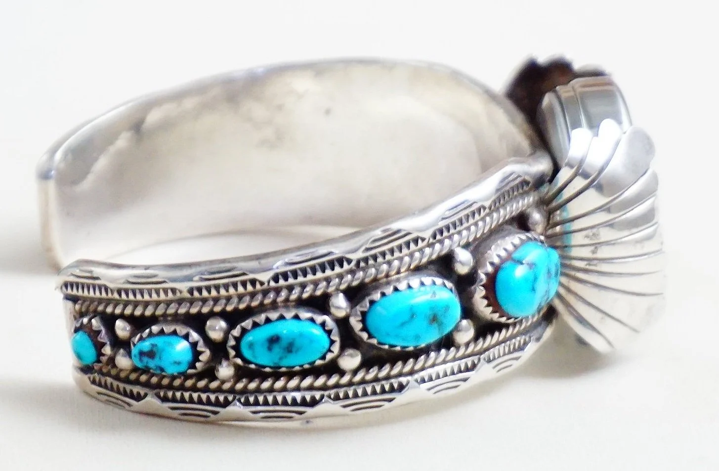 Navajo Sleeping Beauty Turquoise Watch Cuff by Thomas 