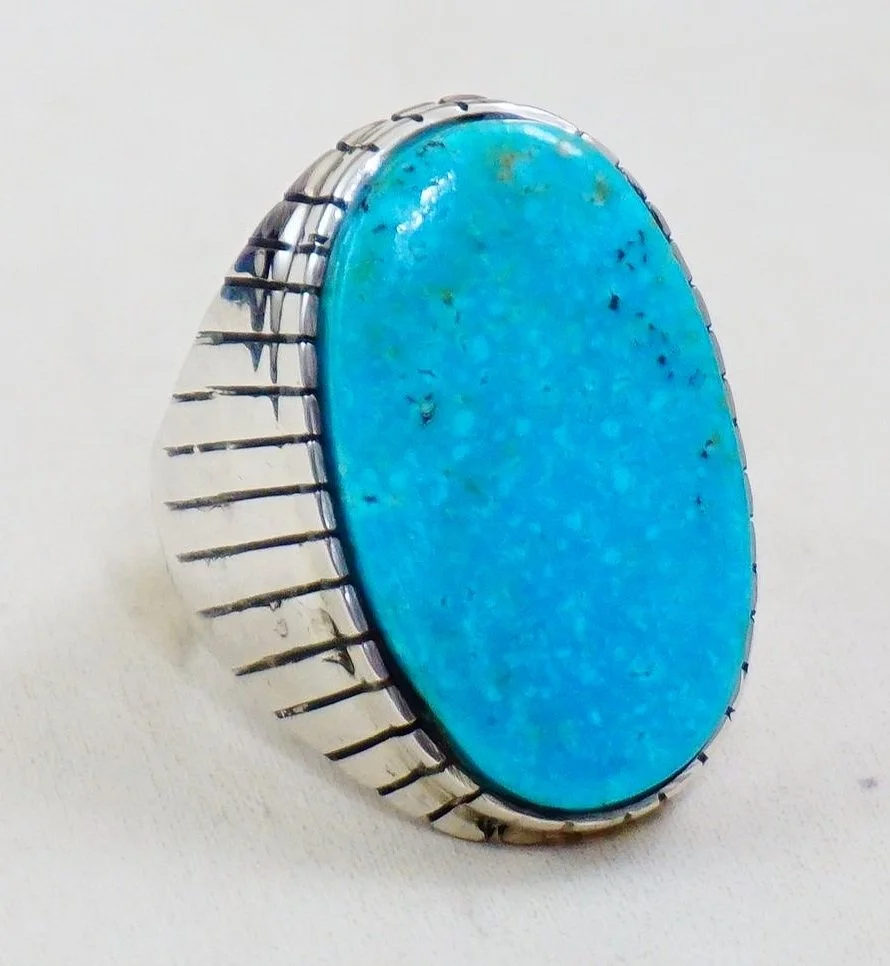 Item #977H- Men's Navajo Kingman Turquoise Sterling Silver Prayer Fans ...