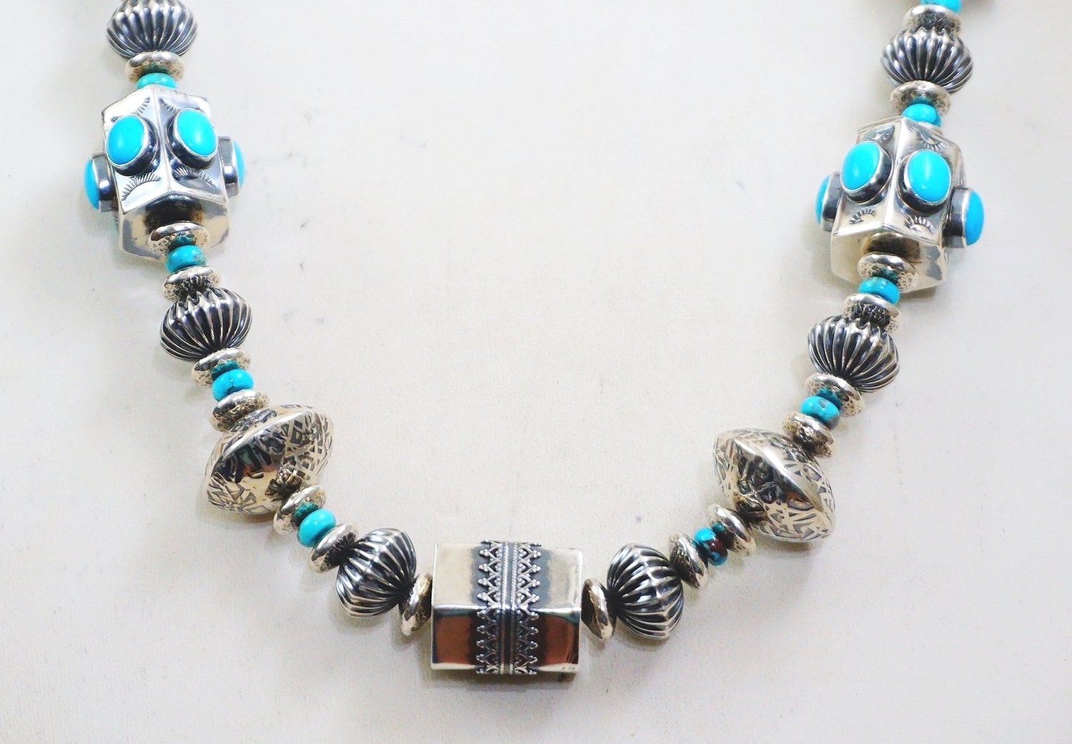 Item #1025A- Navajo Sleeping Beauty Turquoise Stamped/Textured