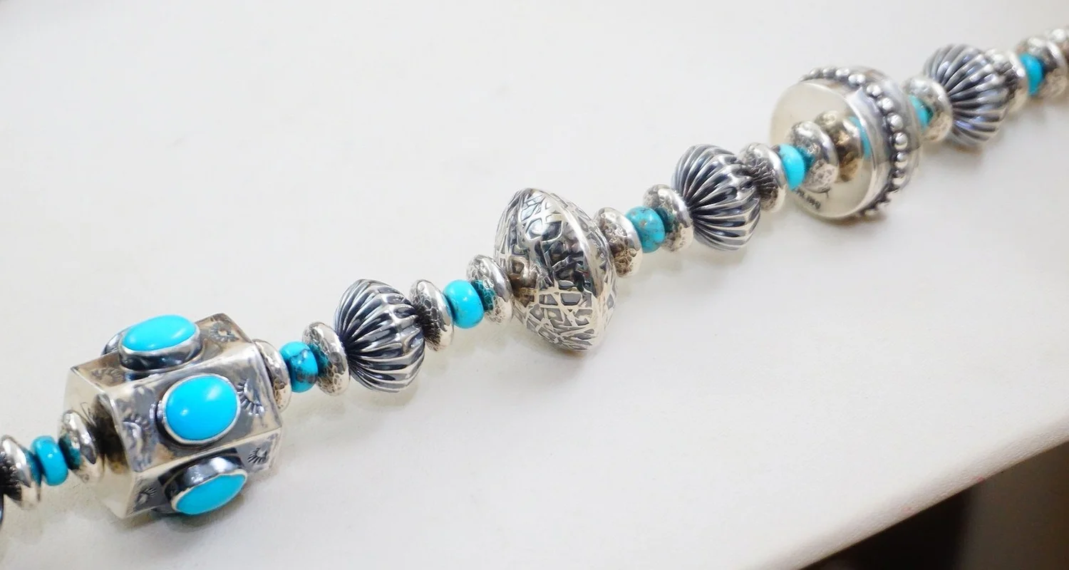Item #1025A- Navajo Sleeping Beauty Turquoise Stamped/Textured 