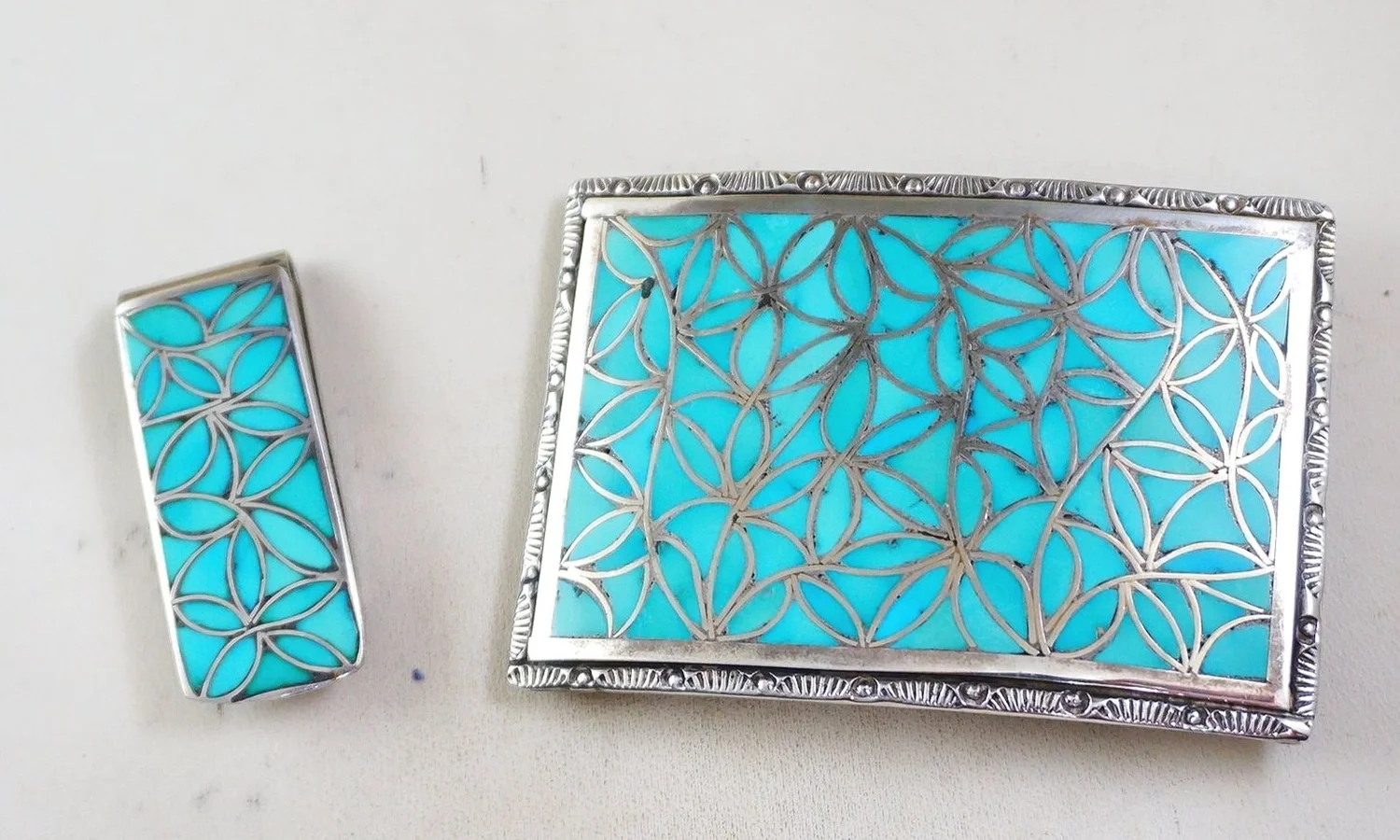 Turquoise Inlayed Belt Buckle The Atlantis Turquoise Cluster Belt Buckle – Calli Co. Silver main image 4