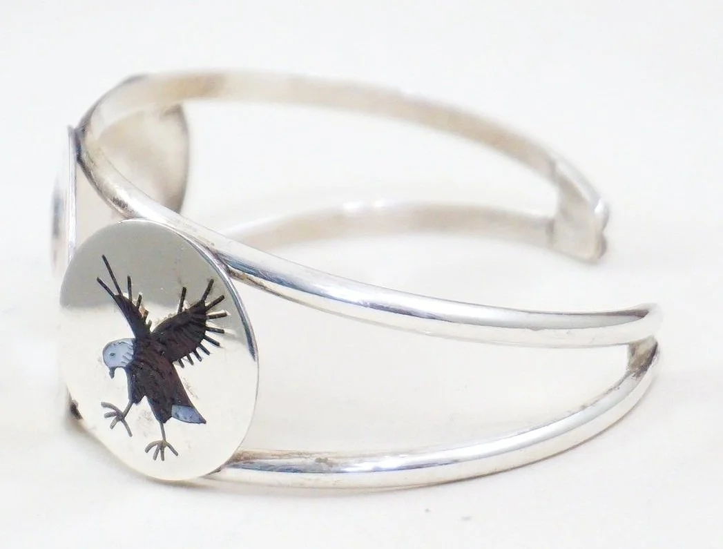 ヴィンテージ！Silver Zuni Style Bangle ブレスレット Sterling Silver Zuni C.A.Y. Turquoise Row Watch Cuff