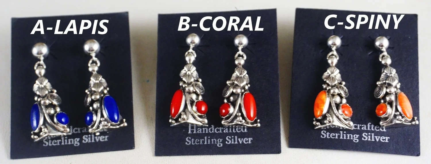 Navajo Sterling Silver & Spiny Oyster Post Earrings