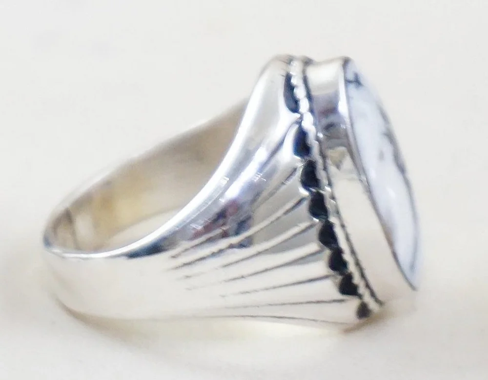 Men's Navajo White Buffalo Rings —Men's Various Stone Rings