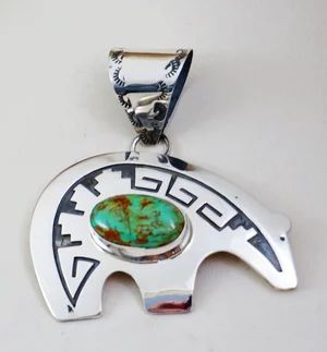 Navajo Native American Bear Necklace Navajo Turquoise Spirit Bear