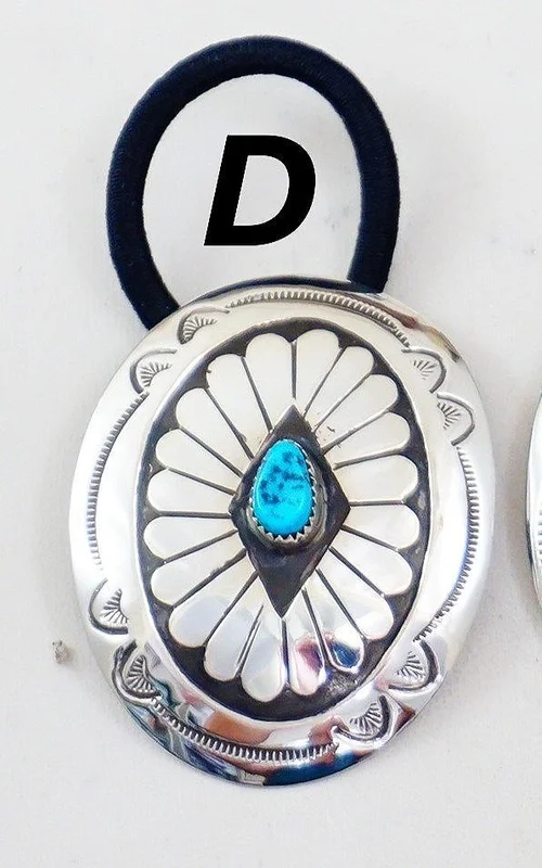 Navajo Turquoise Sterling Silver Ponytail Holders —Hair 