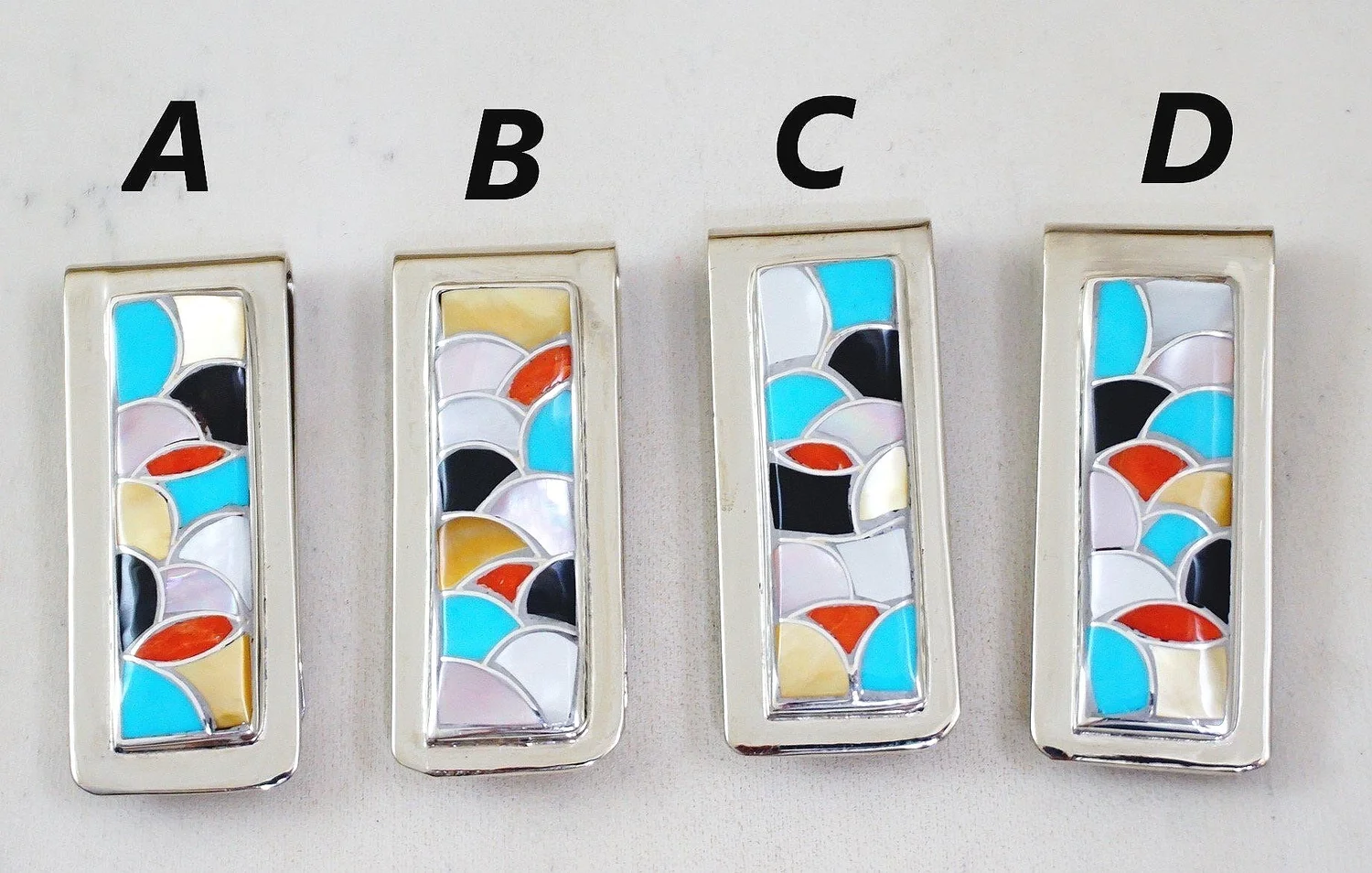 Zuni Multi Stone Inlay Money Clip —Money Clips ~ Native  display picture 1