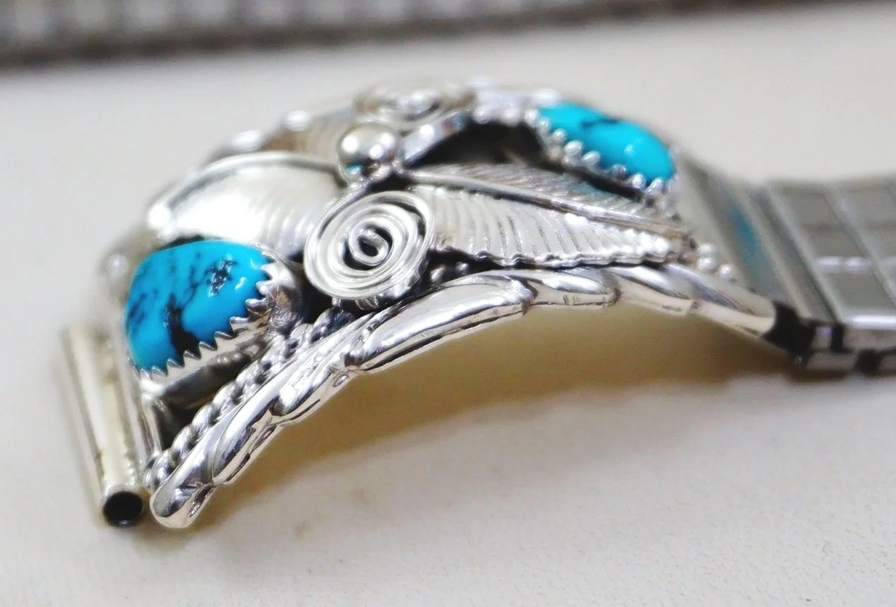 Native American Kingman Turquoise Watch Band Decor Sterling Silver Accessory **‎ Men main image 4