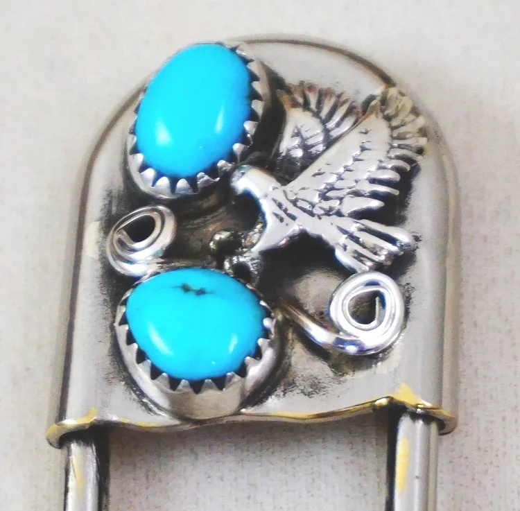 Navajo Turquoise Safety Pin Key Rings —Key Chains Native
