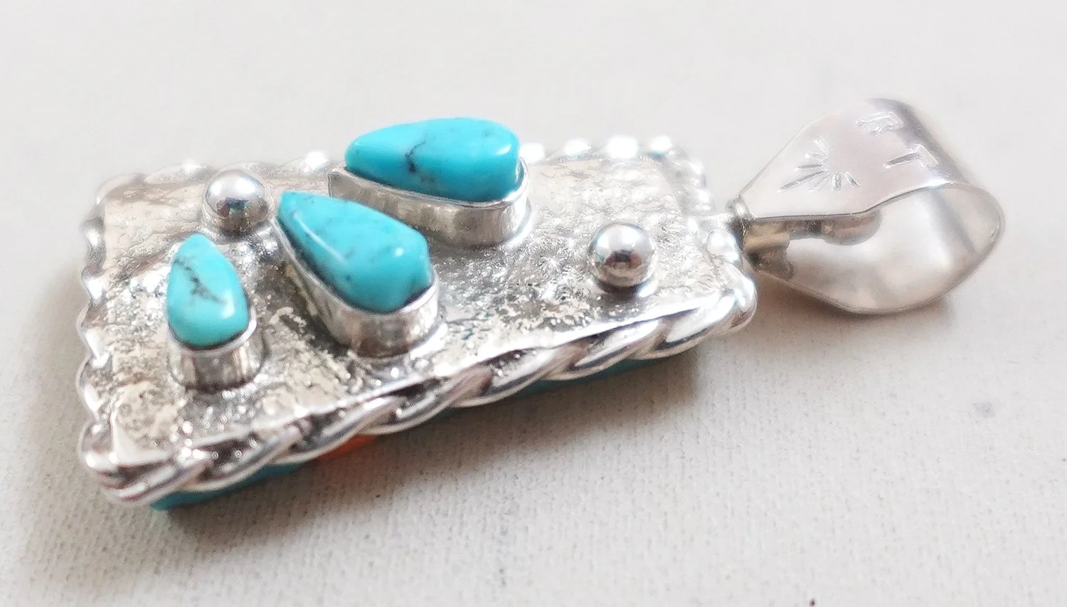 Zuni Multi Stone Turquoise Reversible Pendant —Native American 