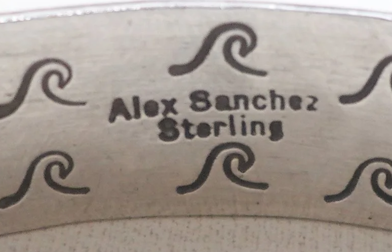 Navajo Sterling Silver Symbols Overlay Bracelet by Alex Sanchez