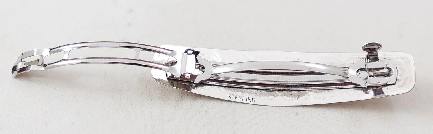 Navajo Coral Stamped Sterling Silver Hair Barrette —Hair 