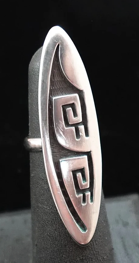 Women's Vintage Hopi Sterling Silver Symbol Overlay Collector's