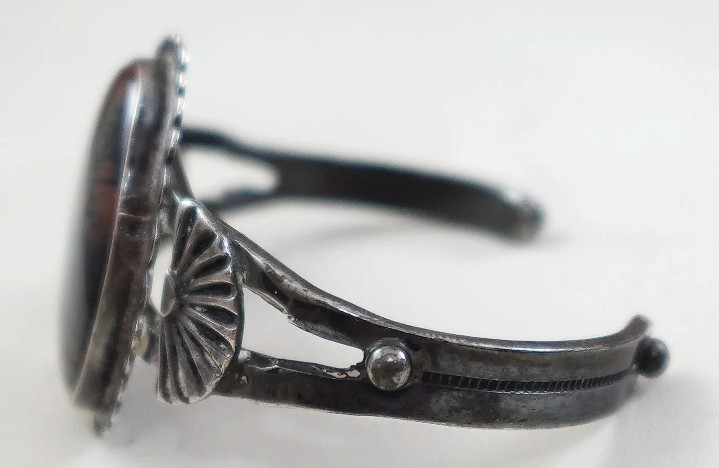 Vintage Navajo Petrified Wood Silver Bracelet —Men's and Women's