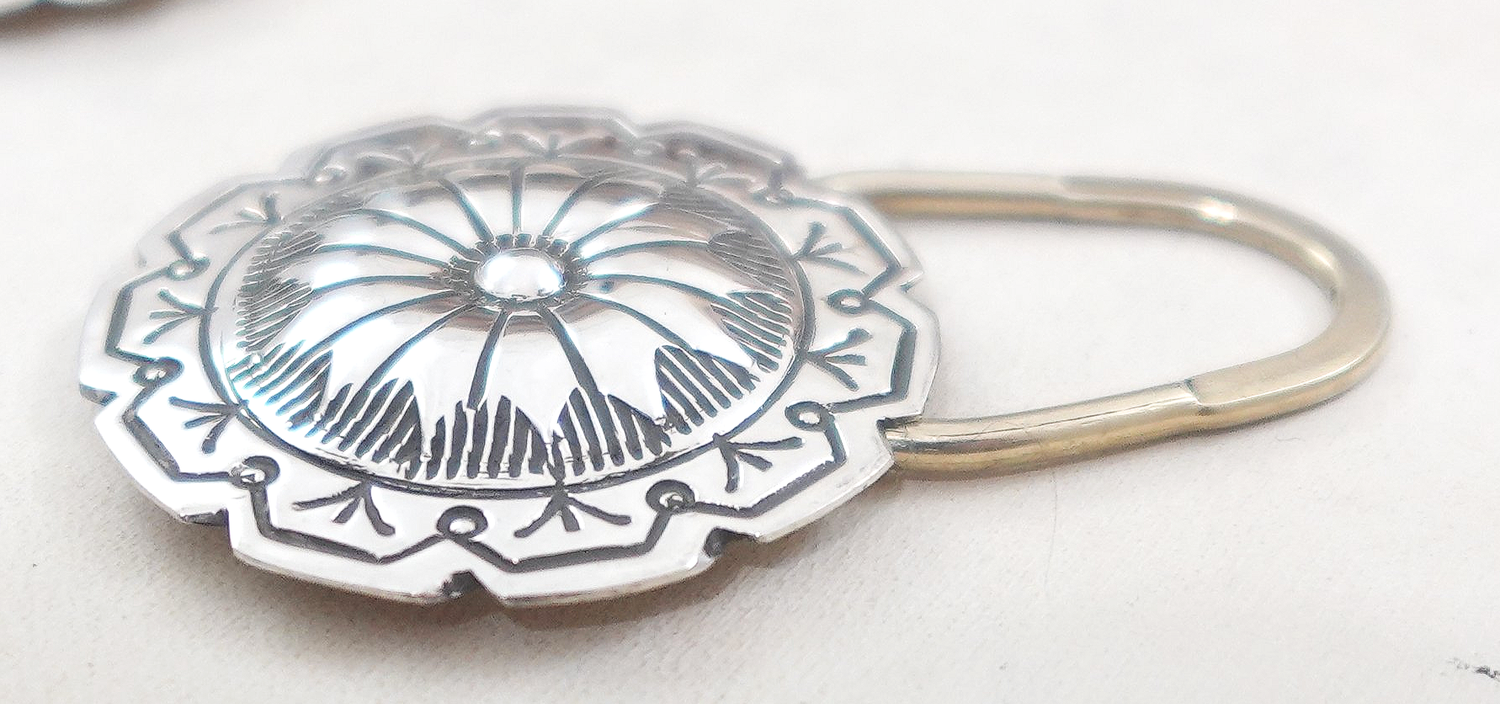 Navajo Stamped Sterling Silver Concho Key Rings Blackgoat —Key