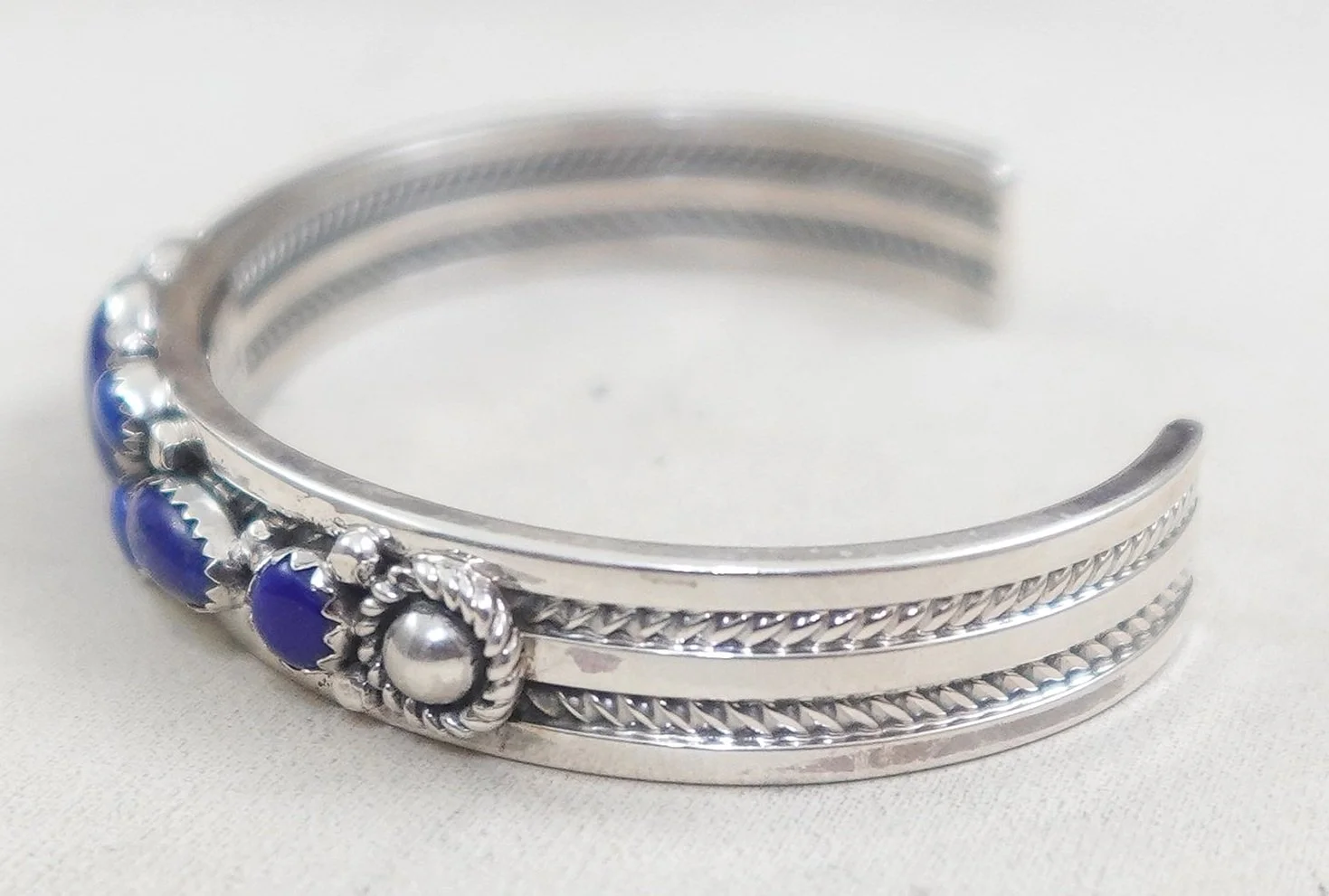 Navajo Lapis Cluster Silver Bracelet —Men's and Women's
