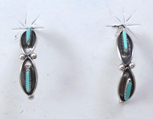 Item # 553T-Zuni Double Turquoise Stone Snake Stud Earrings by