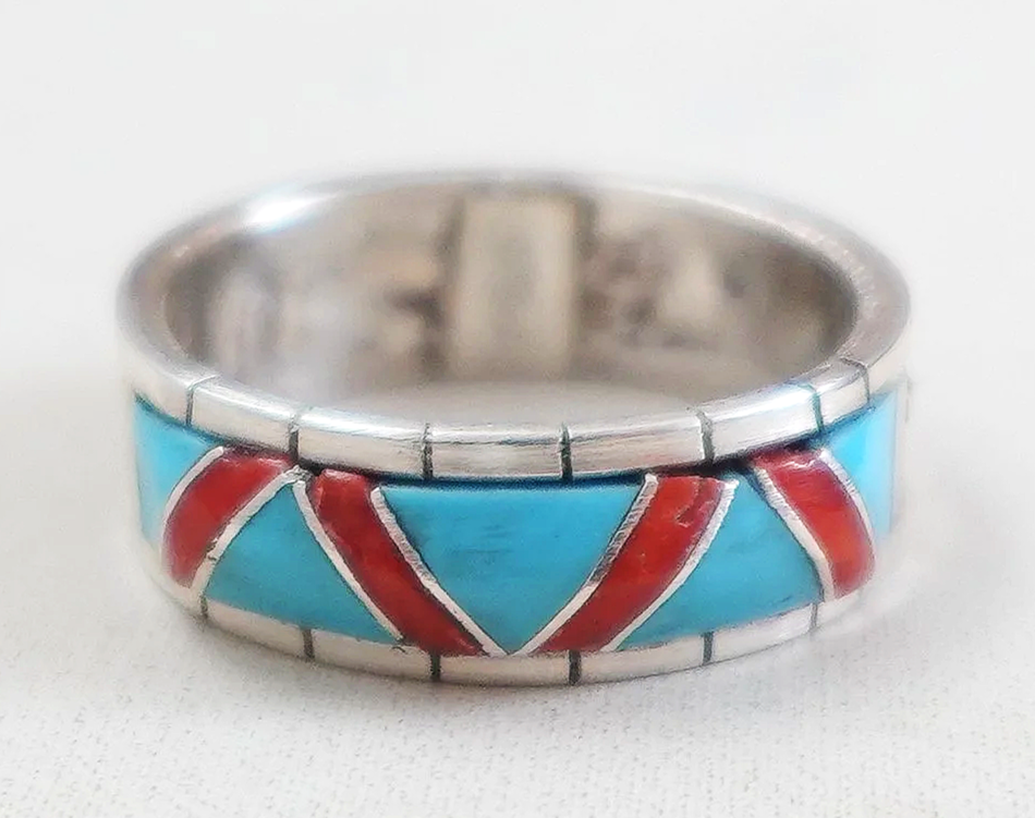 zuni-turquoise-coral-zig-zag-channel-inlay-silver-ring-band-lucio-1076P-.png