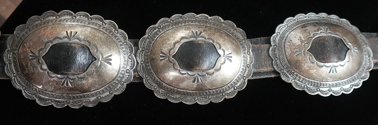 Vintage Navajo Sterling Silver First Phase Concho Belt —Sterling