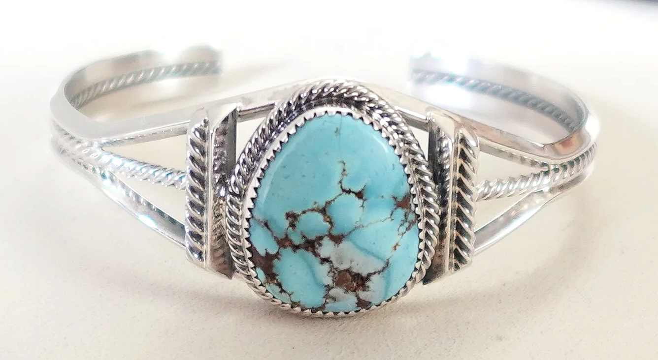 Navajo Golden Hills Turquoise Sterling Silver Bracelet —Women