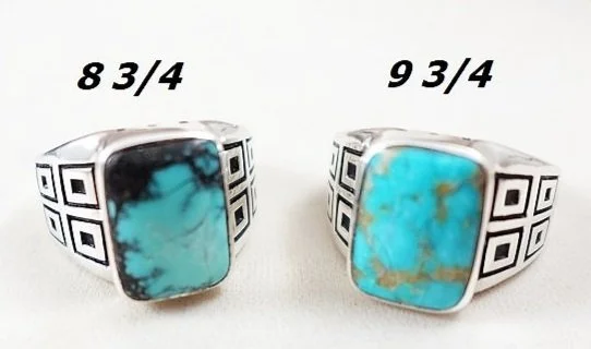 Item #1029R- Vintage Kewa Raised Turquoise Mother of Pearl  Size 8 Multi-Stone Turquoise Rectangle 925 Sterling Silver Ring main image 1