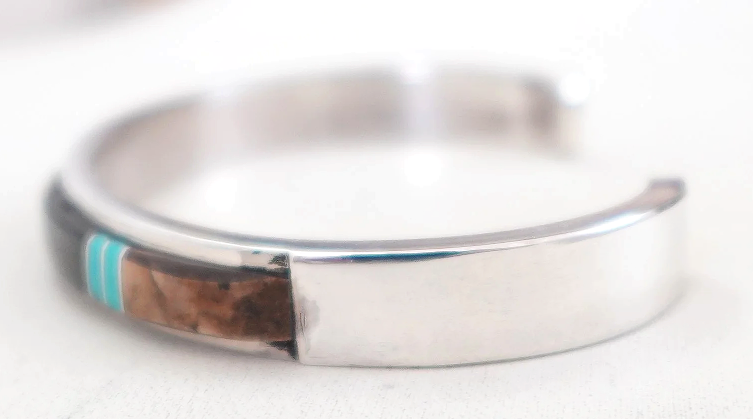 Navajo Multi Stone Channel Inlay Sterling Silver Bracelet Kyle