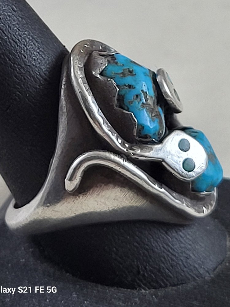 Vintage Mens Zuni Turquoise Cast Ring —Men