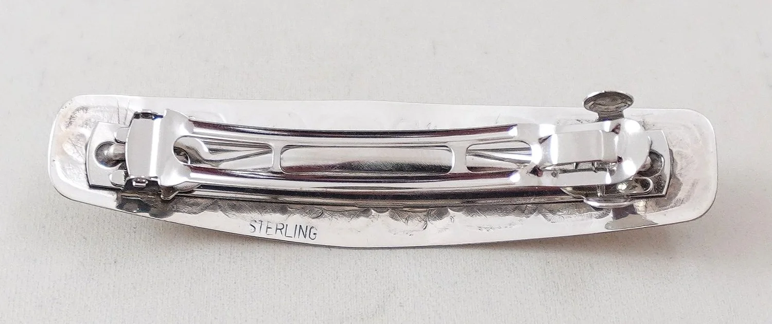 Vintage Sterling Snake-Eye Barrette — 2.5\