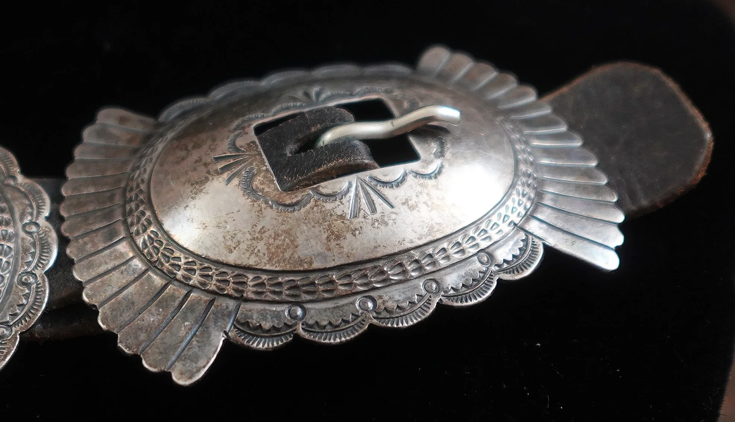 Vintage Navajo Sterling Silver First Phase Concho Belt —Sterling
