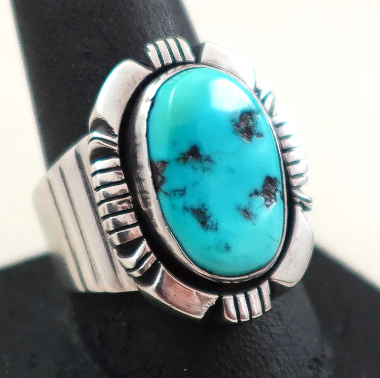 Men's Navajo Turquoise Sterling Silver Ring sz 11 —Men's Turquoise