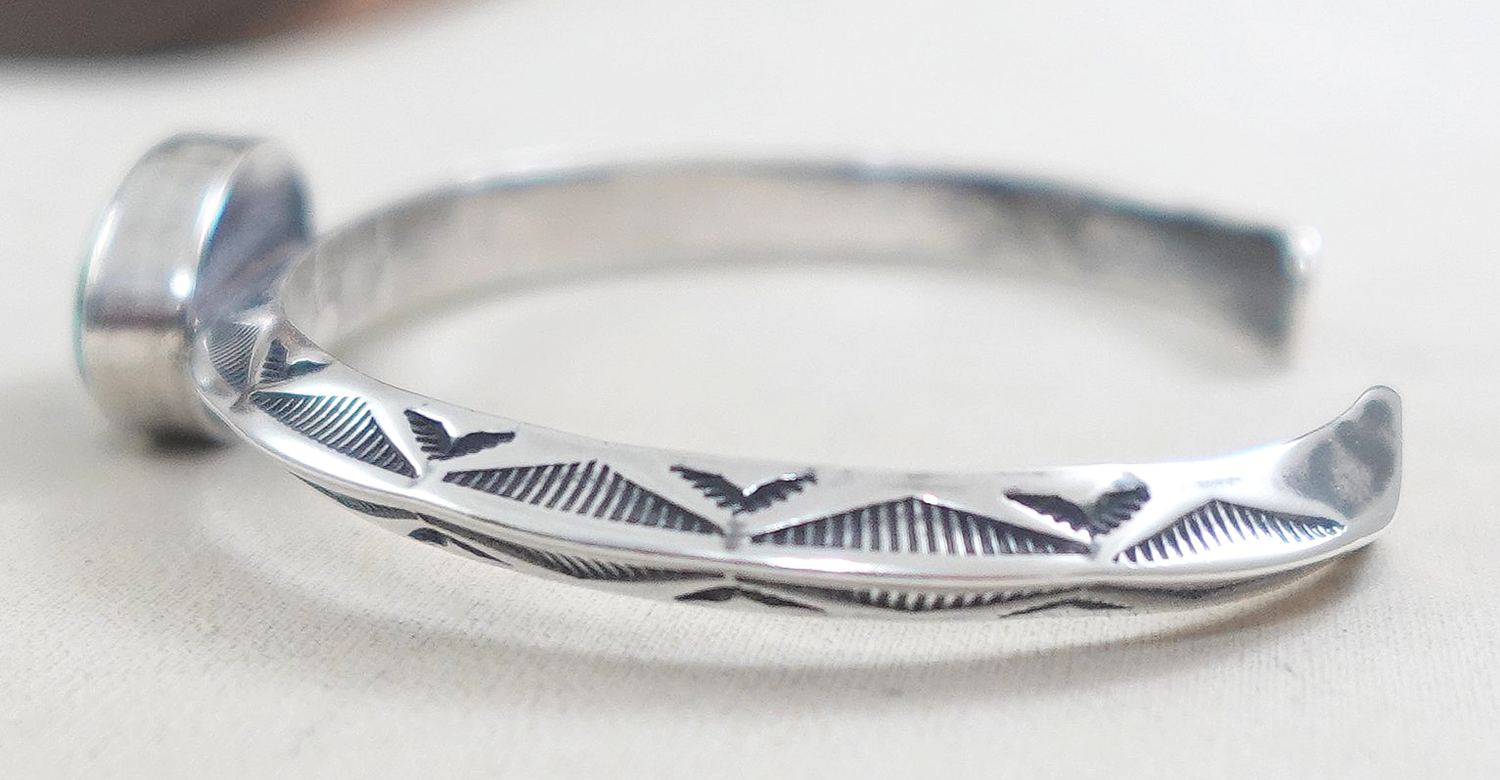 Men's Navajo Turquoise Mountain Silver Bracelet Travis Teller