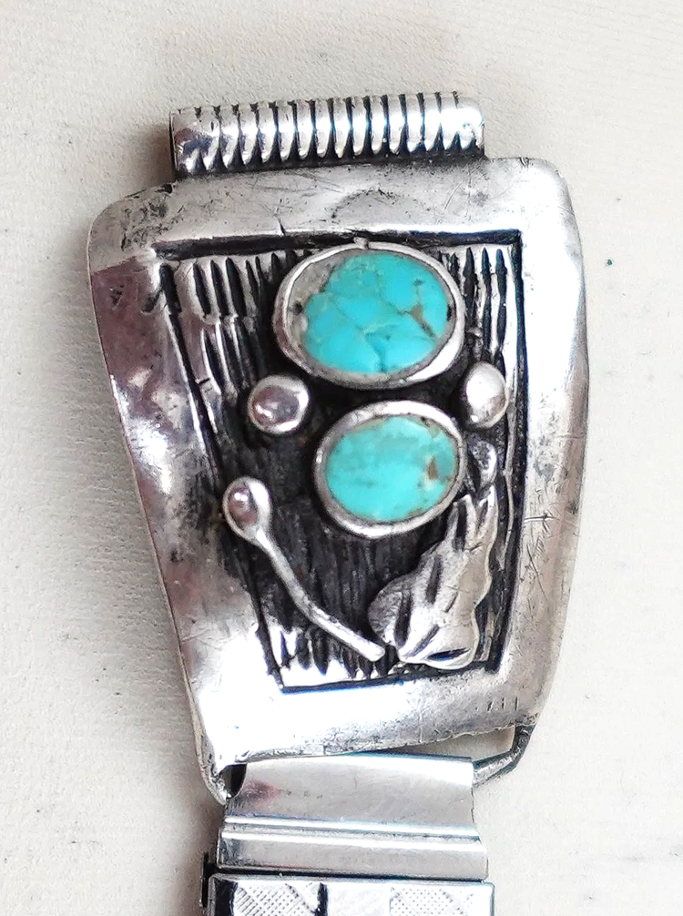 M597 vintage 70s ナバホ族 Alfred Joe ウォッチバンド Native American Turquoise Watch Band Vintage Men's Navajo