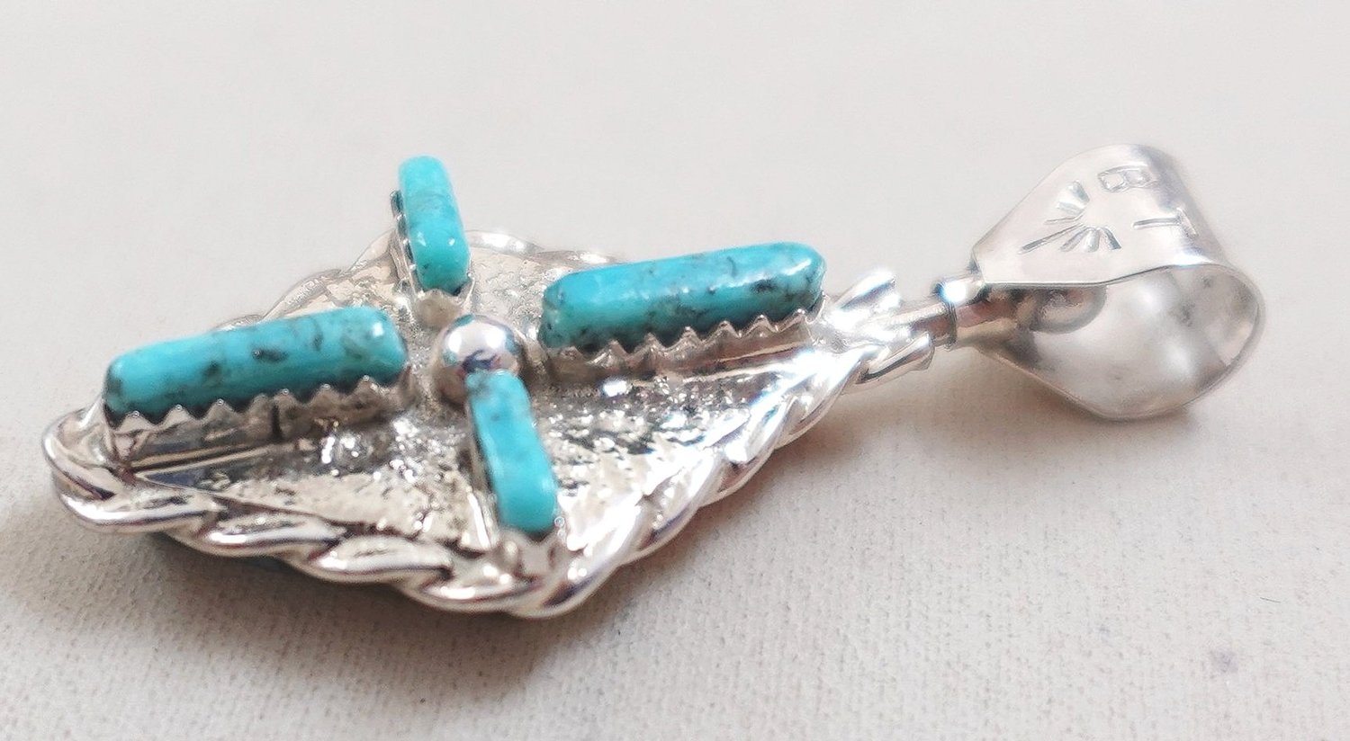 Zuni Multi Stone Inlay Turquoise Cross Pendant —Native American 
