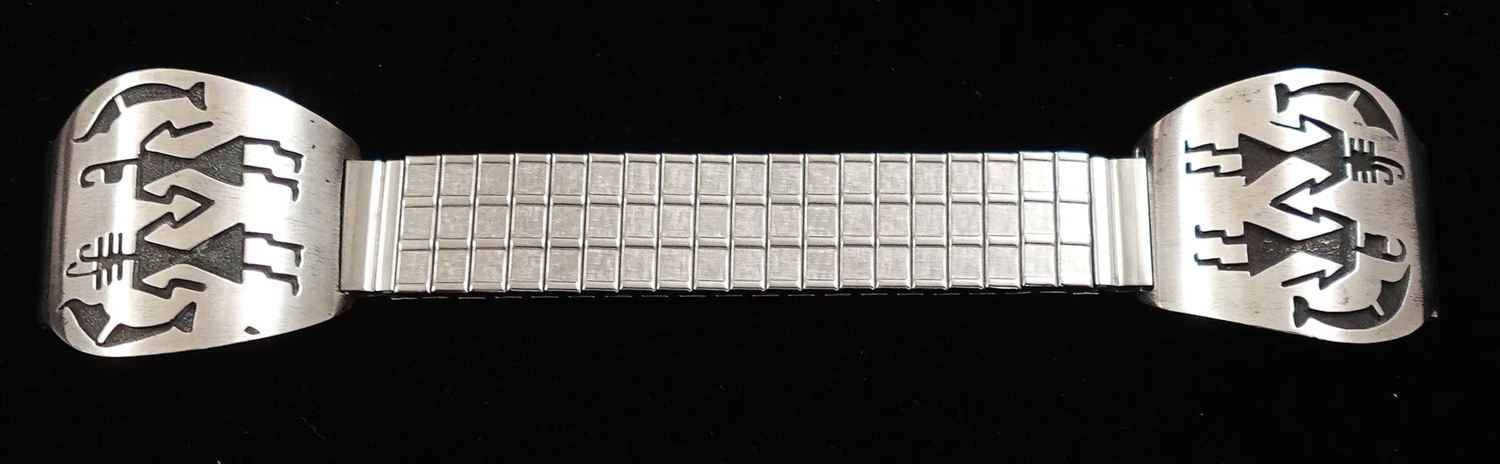 Large Men's Vintage Navajo Sterling Silver Warriors Overlay
