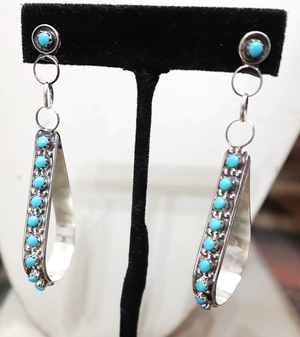 ZUNI EFFIE CALAVAZA ズニ スネークデザイン ピアス 両耳 Item # 553T-Zuni Double Turquoise Stone Snake Stud Earrings by