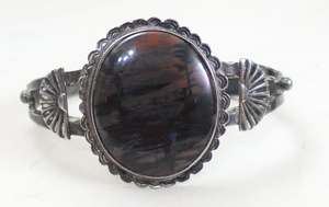 Vintage Navajo Petrified Wood Silver Bracelet —Men's and Women's