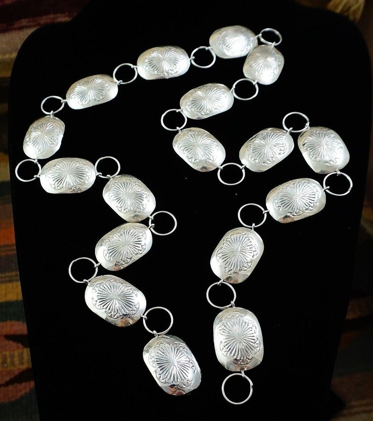 Vintage Silver Concho Linked Belt —*Native American Linked  display picture 1