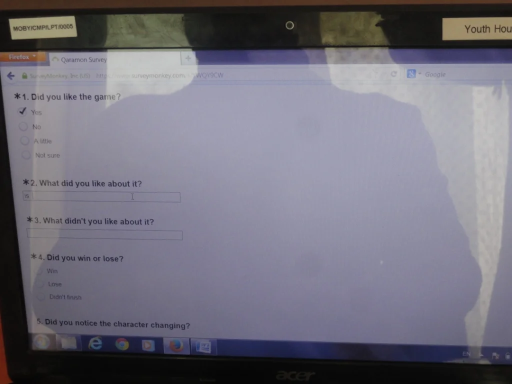 A short survey was conducted at the end of the game