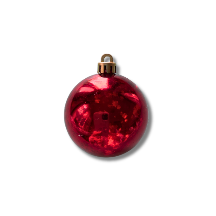 Red glass Christmas ornament with a gold hanging cap
