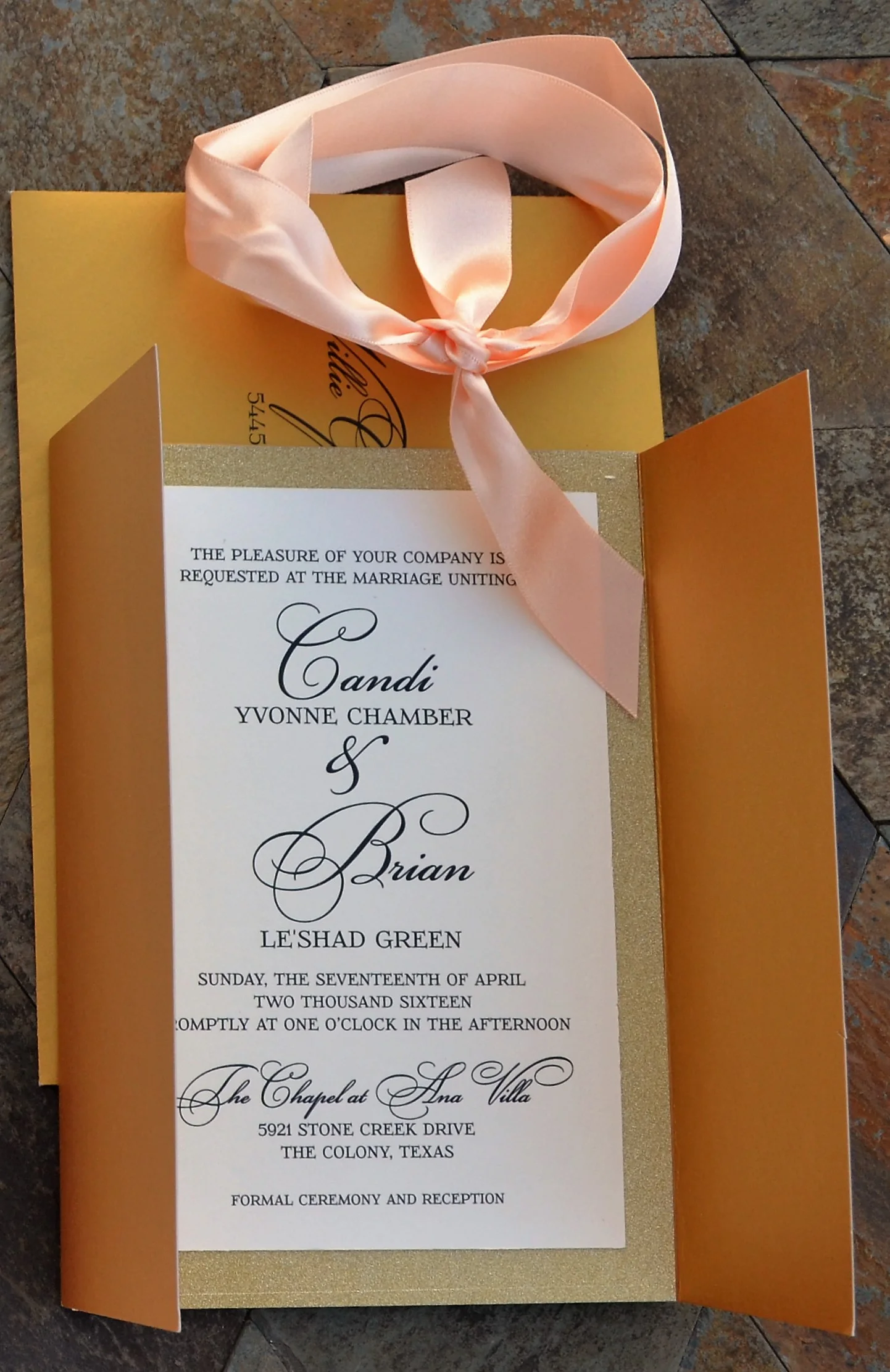 Rich Gold Gatefold Invitation Suite