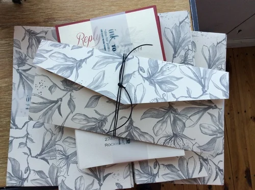 Floral Patterned Pocket Invitation Suite