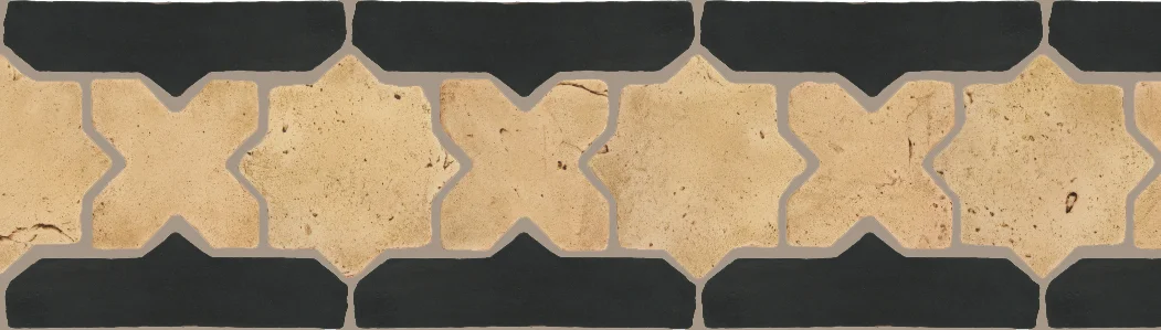 Pedralbes Terracotta P&C: BORDERS: STAR/CROSS + BORDER "SC" Pattern # PFB-213 Option: VTG-PGGW + VTG-PGCB