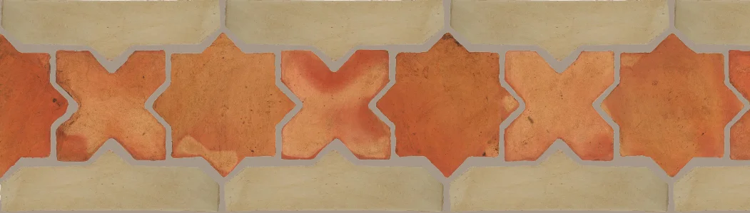 Pedralbes Terracotta P&C: BORDERS: STAR/CROSS + BORDER "SC" Pattern # PFB-215 Option: OHS-PSTR + OHS-PGDW